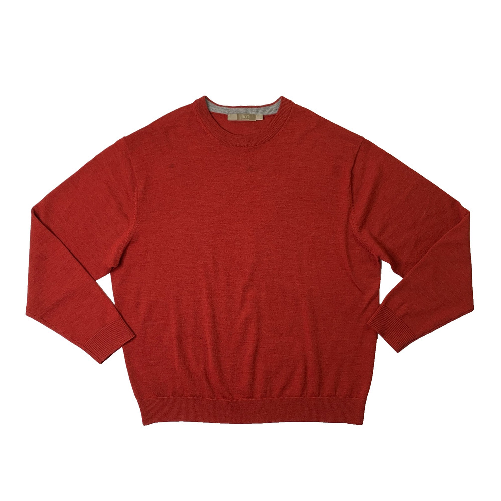 Raffi Sweater Mens XL Extra Large Paprika Merino Wool Crewneck Pullover Jumper